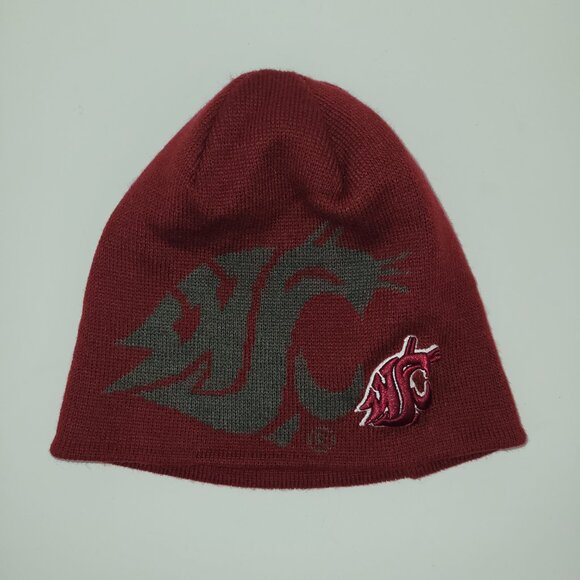 Washington State Cougars Unisex Knit Beanie Top of the World Crimson & Gray - Picture 4 of 5